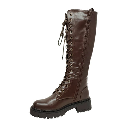 Eva zorteon- women's high military boots with laces and side zipper. Tulipano brand.