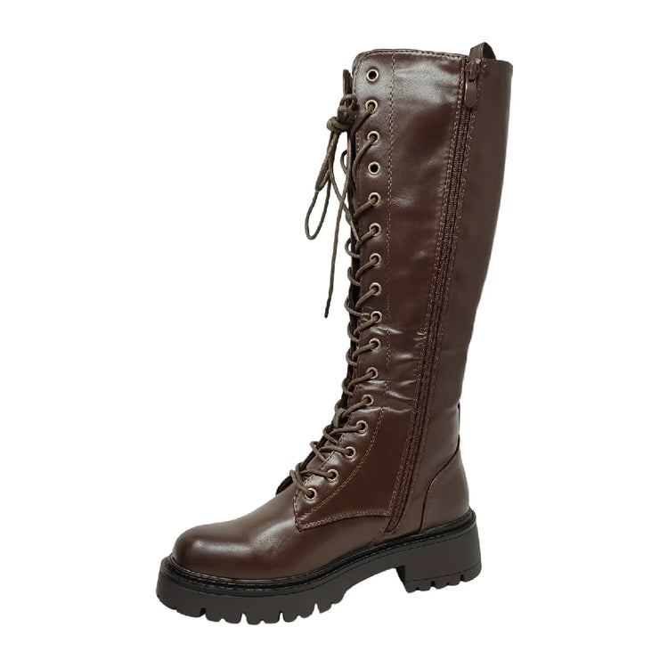 Eva zorteon- women's high military boots with laces and side zipper. Tulipano brand.