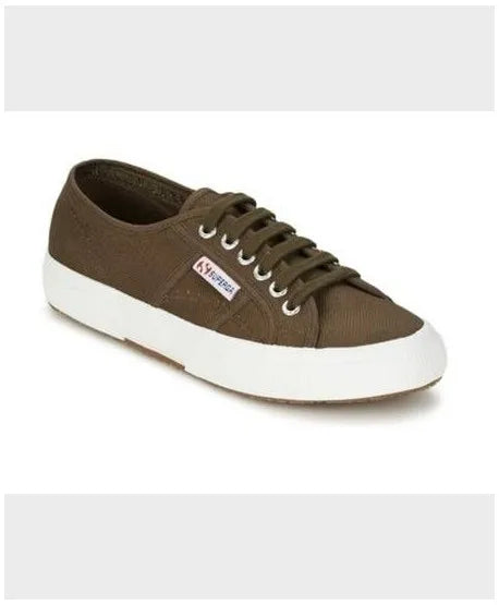 Superga Military Green Sneakers for Women and Men, durable canvas upper, breathable cotton, and vulcanized rubber sole, ideal for casual wear and outdoor activities, comfortable women's shoes. PlatiNum