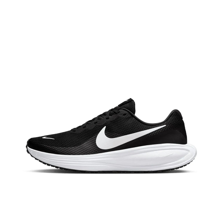 Nike Revolution 8 Black Men's Running Shoes, featuring a breathable mesh upper and foam insole for superior cushioning and comfort during runs, perfect for all running enthusiasts.