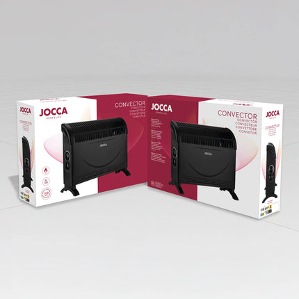 Electric Convector Heater JOCCA 2000W with Adjustable Thermostat, 3 Heat Levels, Turbo Function, Compact and Silent Design, Available in White or Black, Perfect for Low Consumption Heating.