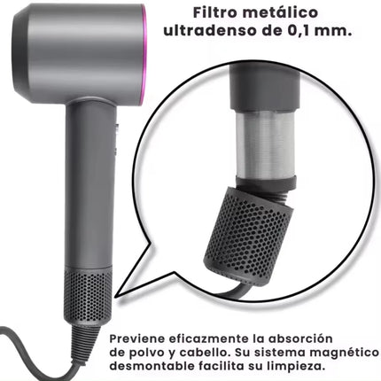 Easyspeed bladeless ionic hair dryer 5 in 1 professional hairdressing 1600w with 6 accessories quick and constant cold/heat drying 3 speeds high power for home and travel use, silent and powerful