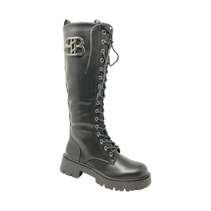 Eva zorteon- women's high military boots with laces and side zipper. Tulipano brand.