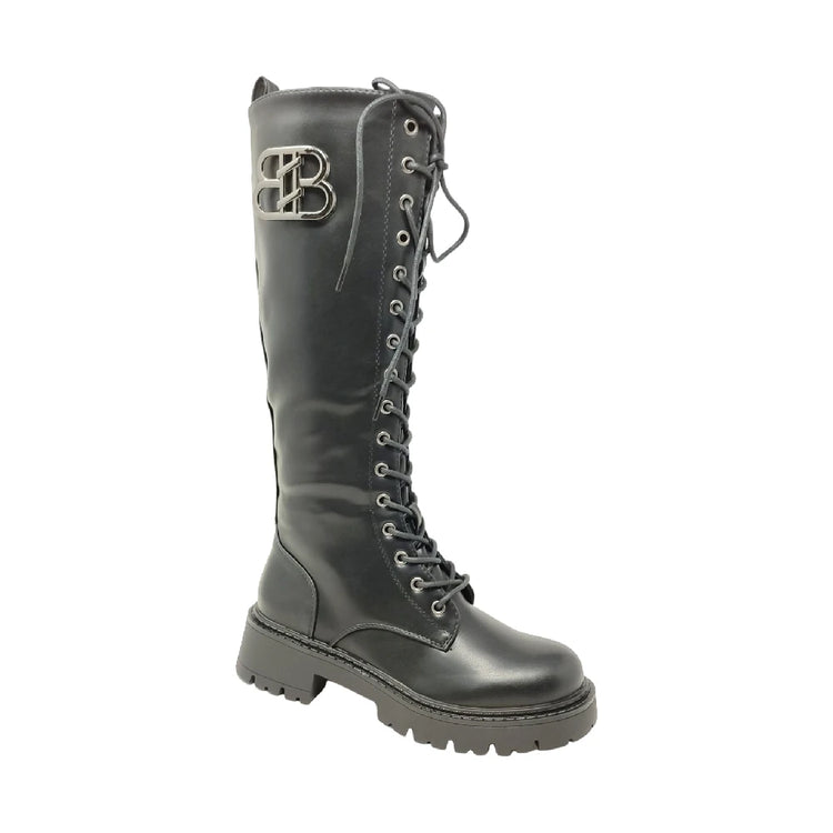 Eva zorteon- women's high military boots with laces and side zipper. Tulipano brand.