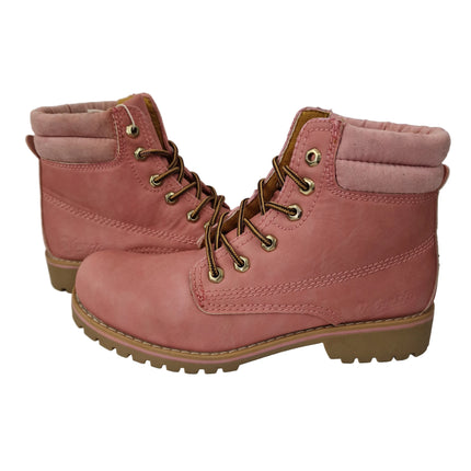 Refresh women's mountain boots pink color military casual boot track sole caramel laces leather insole padded collar comfort pasarela concept