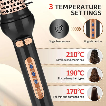 Thermal Brush - YANISTA 4 in 1 Hair Care Brush with 40mm Diameter, Ionic Technology, Anti-Burn Comb, and 3 Temperature Levels for Different Hair Types, Ideal for Creating Natural Curls.