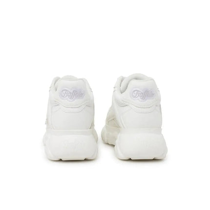 Buffalo CLD ECHO VEGAN Sneakers White for Women, featuring a comfortable flat platform sole, perfect for casual and outdoor wear, ideal as versatile footwear for spring and autumn. PlatiNum