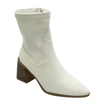 Mid-wide heel ankle boot with side closure for women - lantian