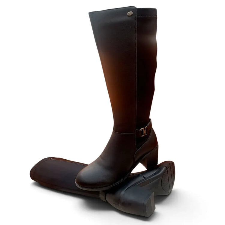 Relax4you r105 women's high heel boot in black leather with elastic shaft 106613 women's boots women's brands relax4you
