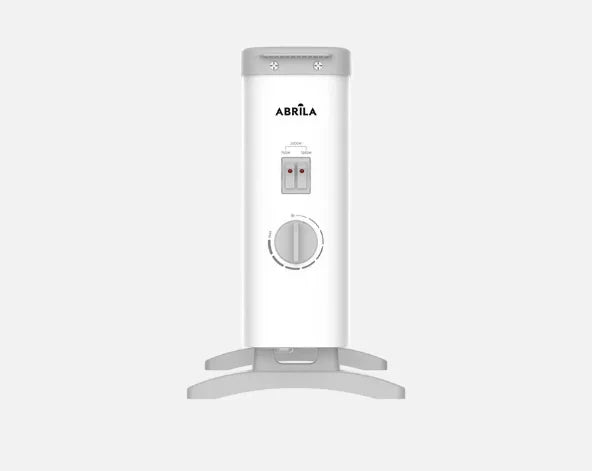 ABRILA Electric Convector Heater 2000W in White with Adjustable Thermostat, Overheat Protection, and Carry Handle, dimensions 32x54x20 cm, suitable for quick and efficient heating in any room.