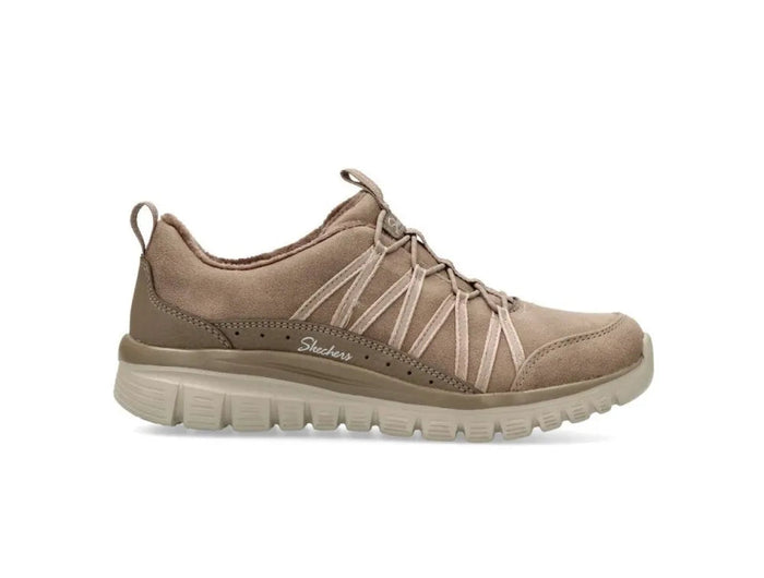 Skechers Graceful-cozy Hug Women's Sneakers, genuine leather with superior comfort and lightweight design, ideal for casual wear and daily use, perfect women's footwear for style and comfort. PlatiNum