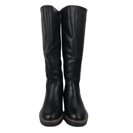 Pasarela concept women's high wedge boots black color casual boot elastic adjustable back zipper