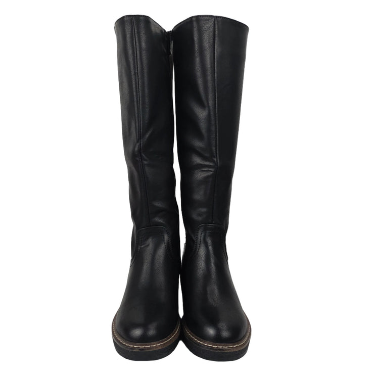 Pasarela concept women's high wedge boots black color casual boot elastic adjustable back zipper