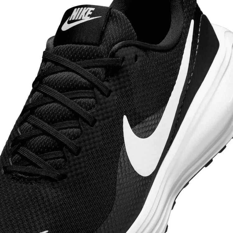 Nike Revolution 8 Black Men's Running Shoes, featuring a breathable mesh upper and foam insole for superior cushioning and comfort during runs, perfect for all running enthusiasts.