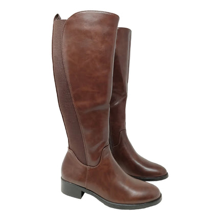 Women's knee-high riding boots with 3.5 cm low heel - evazorteon