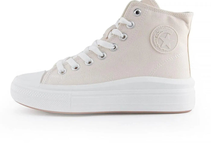 High-top Canvas Shoes for Women by ANDY-Z AZ1007 with Zip Closure, Textile Lining, Comfortable Platform Sole, and Non-Slip Design, Ideal for Casual and Outdoor Use. Perfect Women's Footwear for Spring and Autumn. PlatiNum