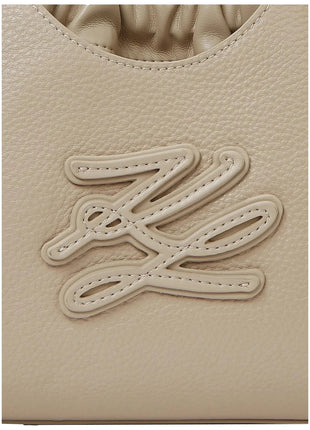 KARL LAGERFELD Mini Tote Bag K/Autograph con toppa beige