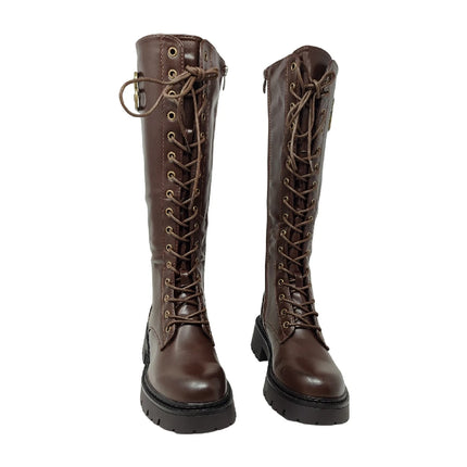 Eva zorteon- women's high military boots with laces and side zipper. Tulipano brand.