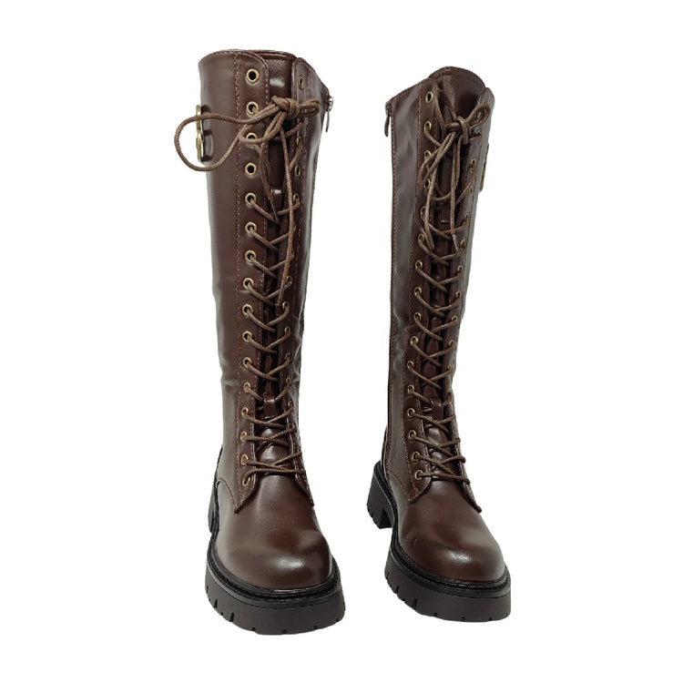 Eva zorteon- women's high military boots with laces and side zipper. Tulipano brand.