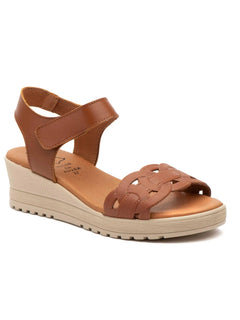 White wedge sandals for women with velcro closure made in spain model e648 sizes 36 to 41 high style