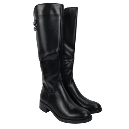 Pasarela concept high heel boots women color black casual boot elastic lycra cuff wide