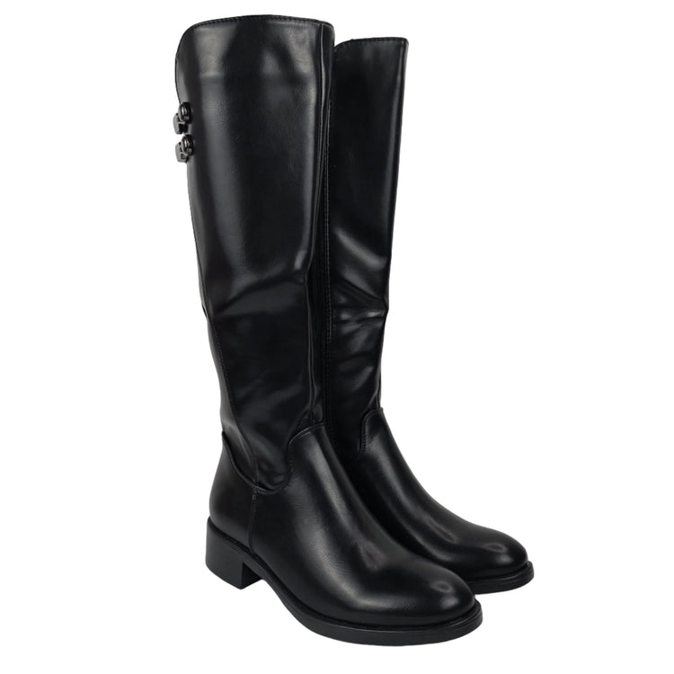 Pasarela concept high heel boots women color black casual boot elastic lycra cuff wide