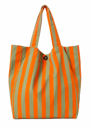 Borsa Estiva da Donna con Strisce Arancioni e Verdi | Grande Borsa in Tessuto per Spiaggia, Shopping e Uso Quotidiano