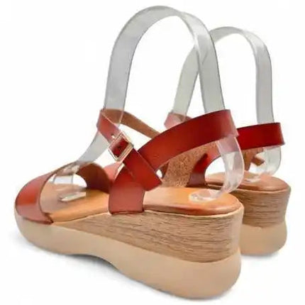 Timbos women's comfortable wedge sandal camel 131451 PlatiNum