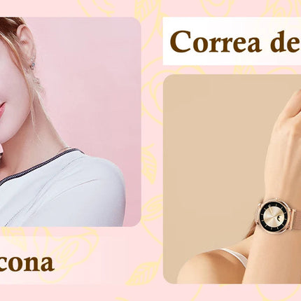 Smartwatch da donna IP68, modello 2025 con schermo AMOLED da 1,43", chiamate Bluetooth, oltre 120 sport disponibili, monitoraggio frequenza cardiaca, SpO2, pressione sanguigna e sonno. Smartwatch per Android e iOS. platinumshop