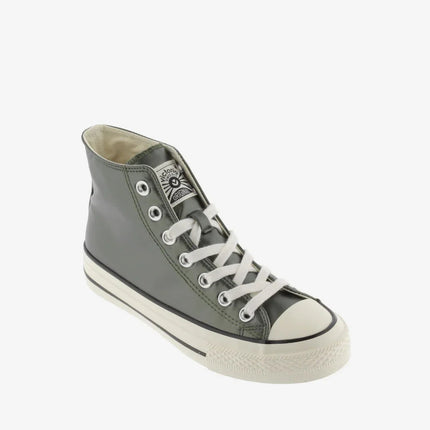 Victoria Women's High-Top Sneakers in Olive Green with Metallic Finish, 2.5 cm Platform, Rubber Sole, and Reinforced Toe, Perfect Comfortable Footwear for Casual Autumn Style. PlatiNum