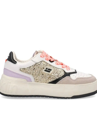 Metalized D.FRANKLIN DFSH321089 Sneakers for Women, comfortable footwear with a flat platform sole, perfect for spring and casual outings. PlatiNum