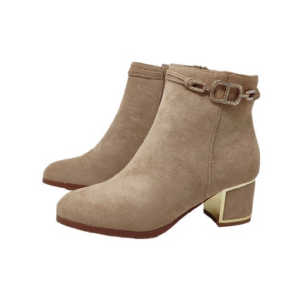 Eva zorteon- women's ankle boot / suede ankle boots with 5cm block heel and elegant gold detail. Tulipano brand.