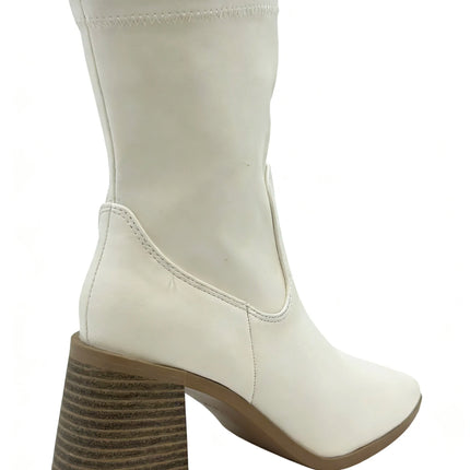 Mid-wide heel ankle boot with side closure for women - lantian