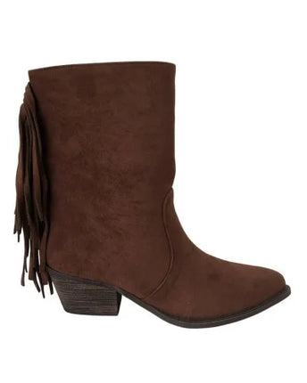 Fringe heel boot suede 11468