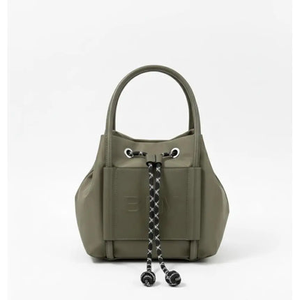 Borsa in Nylon BIM - Borsa a Secchiello da Donna con Chiusura a Coulisse - Elegante Borsa a Spalla con Tracolla Sportiva Rimovibile - Design Trendy Senza Marchio con Logo in Rilievo