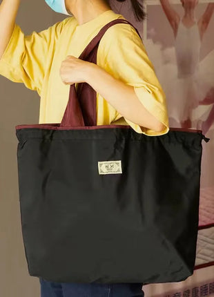 Borsa per la spesa grande pieghevole MIGLIORATA con coulisse in tinta unita, dimensioni 53 * 44 cm