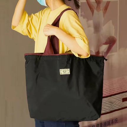 Borsa per la spesa grande pieghevole MIGLIORATA con coulisse in tinta unita, dimensioni 53 * 44 cm