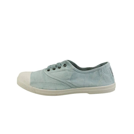 Natural World 102E Women's Canvas Sneakers in Blue, comfortable and versatile footwear for spring and outdoor activities, featuring a lace-up design and flat sole for easy wear. PlatiNum