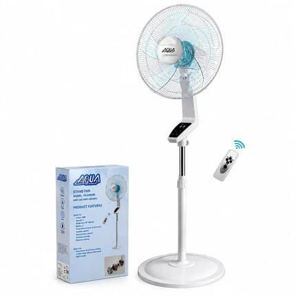 AQUA di Mare FS-K40MR Ventilatore da Pavimento 60W 40 cm con Telecomando, Schermo Touch, Timer 1-12 h, Oscillazione Automatica, 3 Velocità, Silenzioso, Altezza Regolabile, Ventilatore da Pavimento per Casa e Ufficio