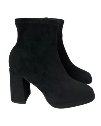 Platform heel boot with elastic suede 11526