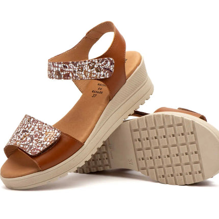 Women's wedge sandals with velcro made in spain model e647 sizes 36 to 41 high style PlatiNum