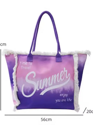 MIGLIORATA borsa da spiaggia o da piscina con stampe frasi colorate |   MISURA modello estivo 55 cm × 37 cm × 19 cm