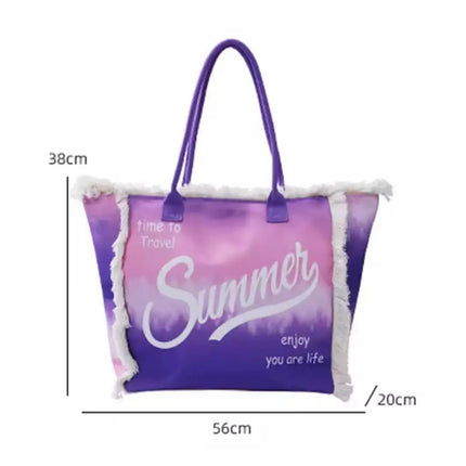MIGLIORATA borsa da spiaggia o da piscina con stampe frasi colorate |   MISURA modello estivo 55 cm × 37 cm × 19 cm