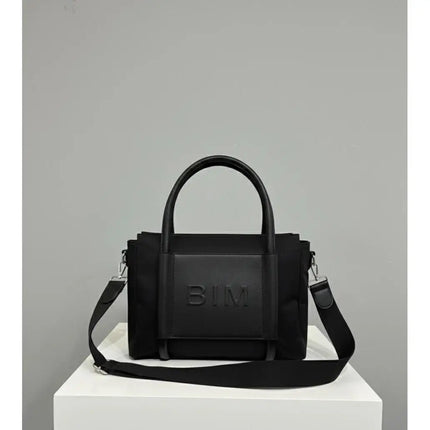 Borsa da donna in nylon e ecopelle |   Borsa shopper con manico lungo |   Ideale per tablet e uso quotidiano