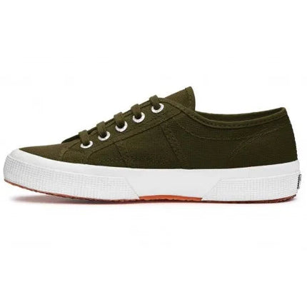 Superga Military Green Sneakers for Women and Men, durable canvas upper, breathable cotton, and vulcanized rubber sole, ideal for casual wear and outdoor activities, comfortable women's shoes. PlatiNum