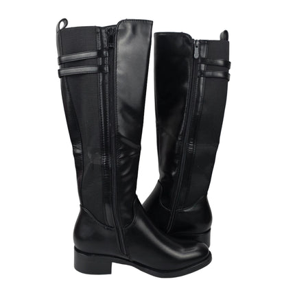 Pasarela concept high heel boots women color black casual boot elastic lycra cuff wide