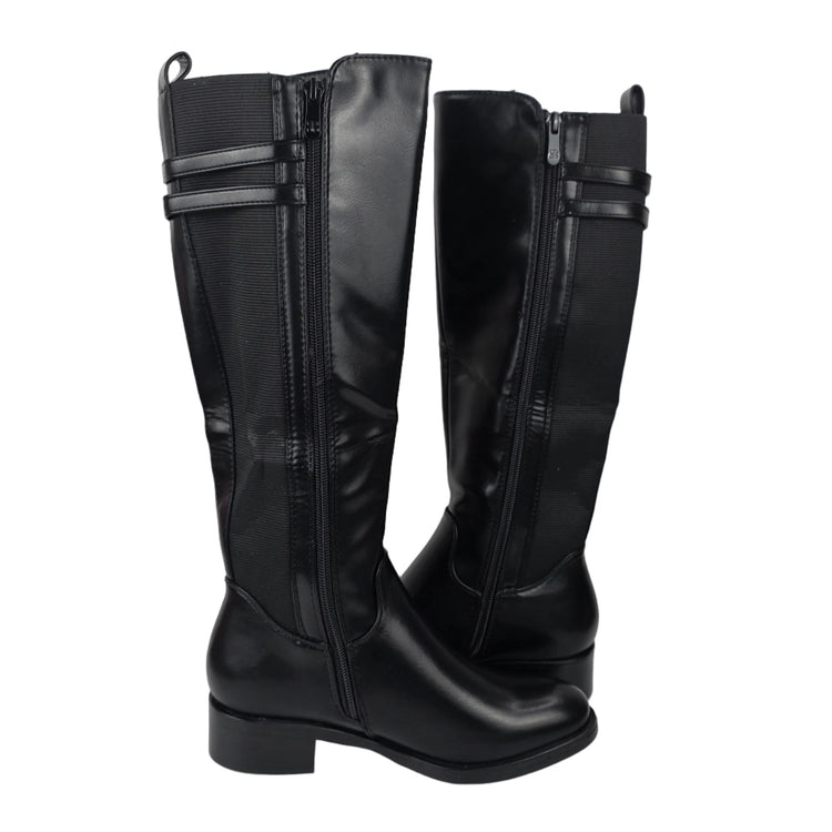 Pasarela concept high heel boots women color black casual boot elastic lycra cuff wide
