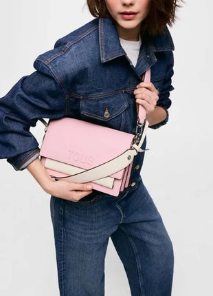 Borsa a tracolla media Tous Audree Saffiano rosa 2002358213