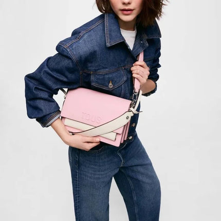 Borsa a tracolla media Tous Audree Saffiano rosa 2002358213