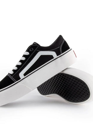 ANDY-Z AZ2001 Black Canvas Sneakers for Women, Lace-up Closure, Comfortable Thick Sole, Textile Material, Ideal Footwear for Casual and Outdoor Use, Perfect for Spring and Autumn, Versatile Women's Shoes. PlatiNum